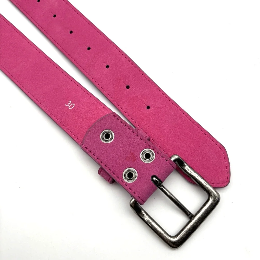 Vintage Y2K Belts.com BS066 Hot Pink Genuine Suede Leather Belt 30 27-33